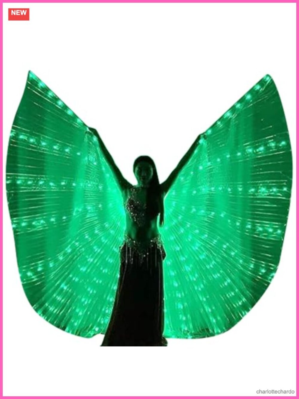 LED Light Up Belly Dance Wings Polyester Rave Costume Adult